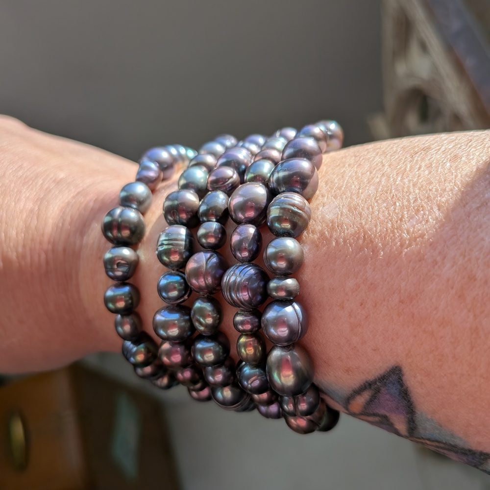 Brighton Bracelet Set Blue Silver Grey Beaded In bag Pearls